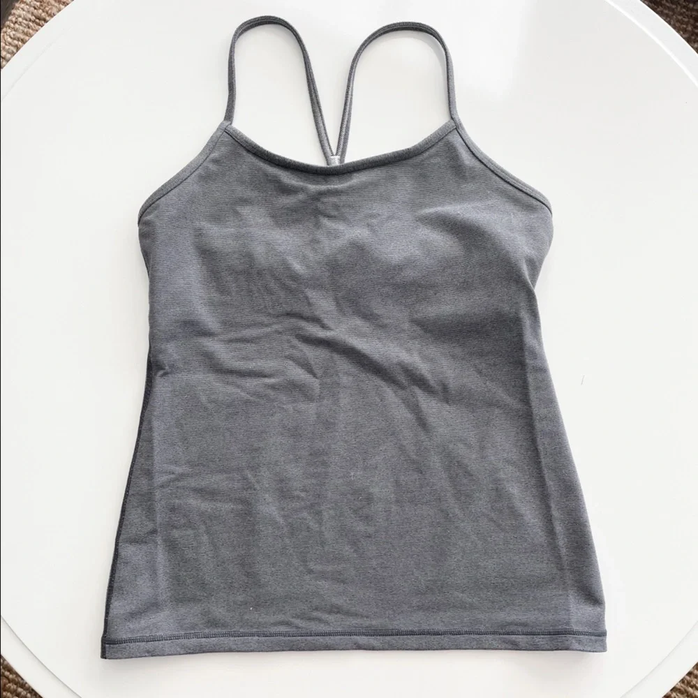 Lululemon Flow Y Blue & White Stripe Tank Size 10